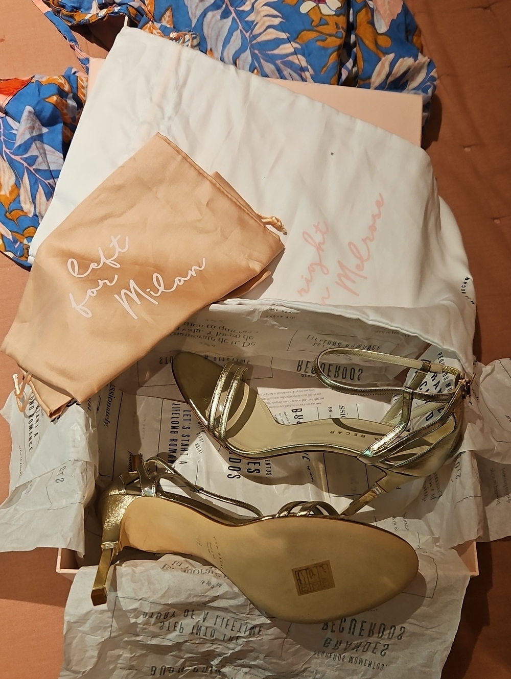 Metallic Gold Strappy Mid-Heel Sandals